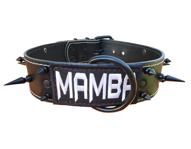 Leather Personalized Bulldog Spiked Name Dog Collar