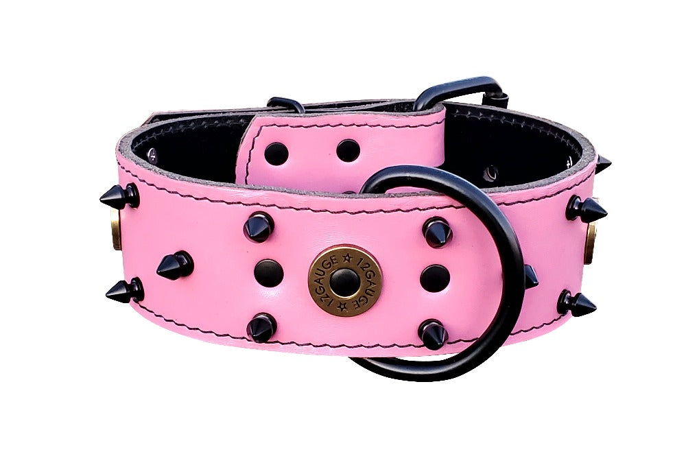 Pink Italian Leather Shotgun Shell Collar
