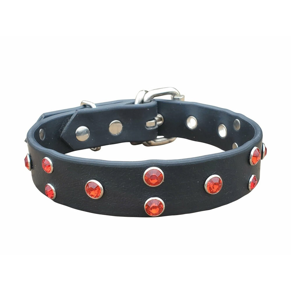 BIOTHANE BLACK CRYSTAL DOG COLLAR