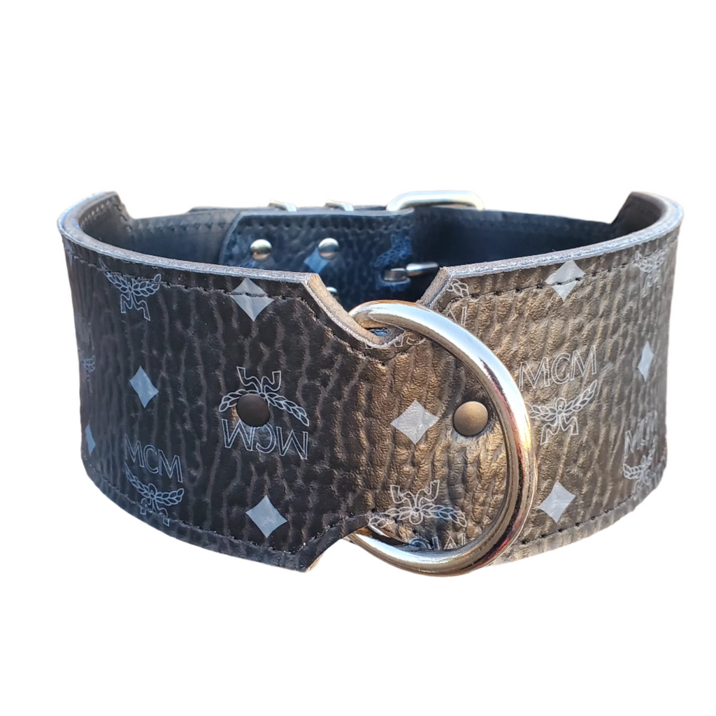 3" White and Black Designer Dog Collar Fits 20" to 24"