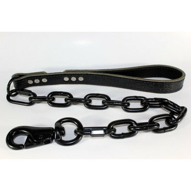  Leather Dog Leash With Black Chain