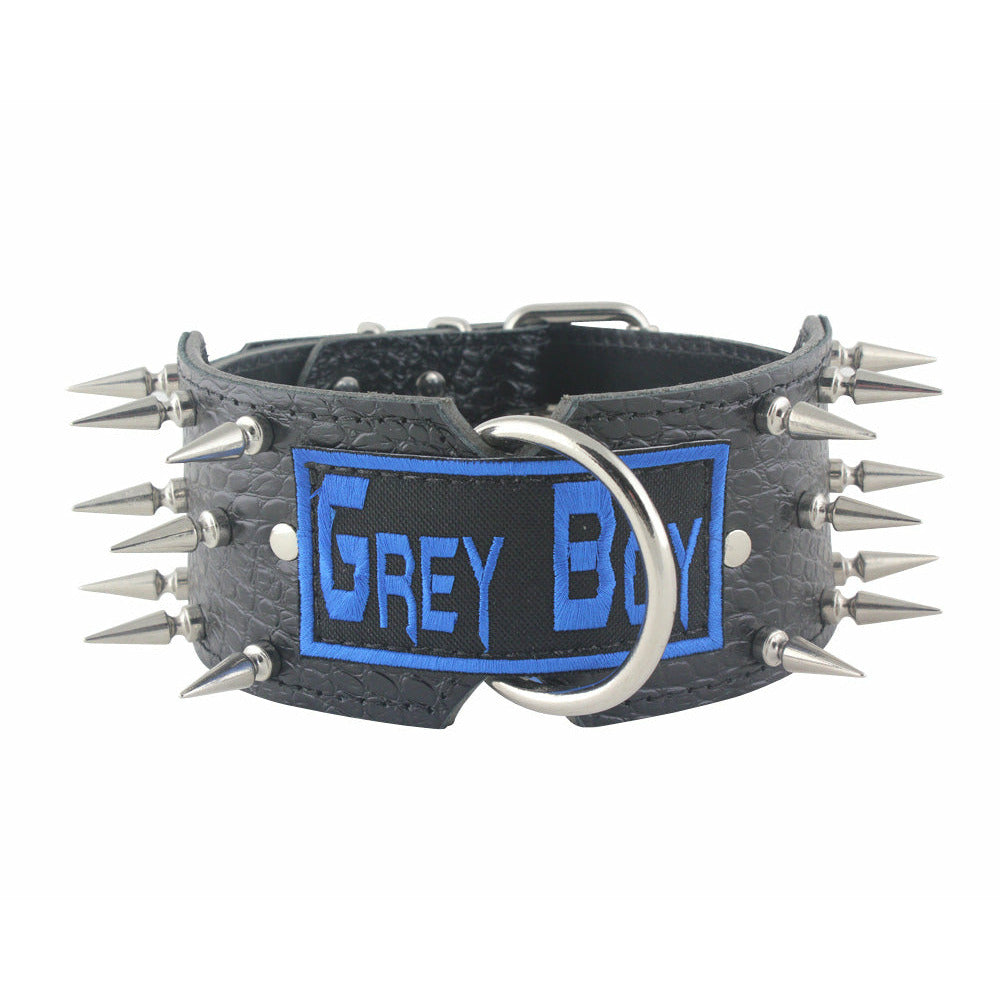 Wide Custom Leather Name Dog Collar