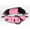 pink spike leather dog collar