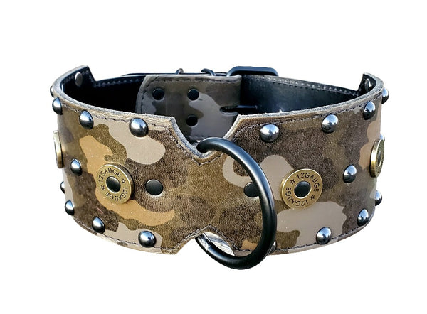 3" Camo Shotgun Shell Leather Dog Collar