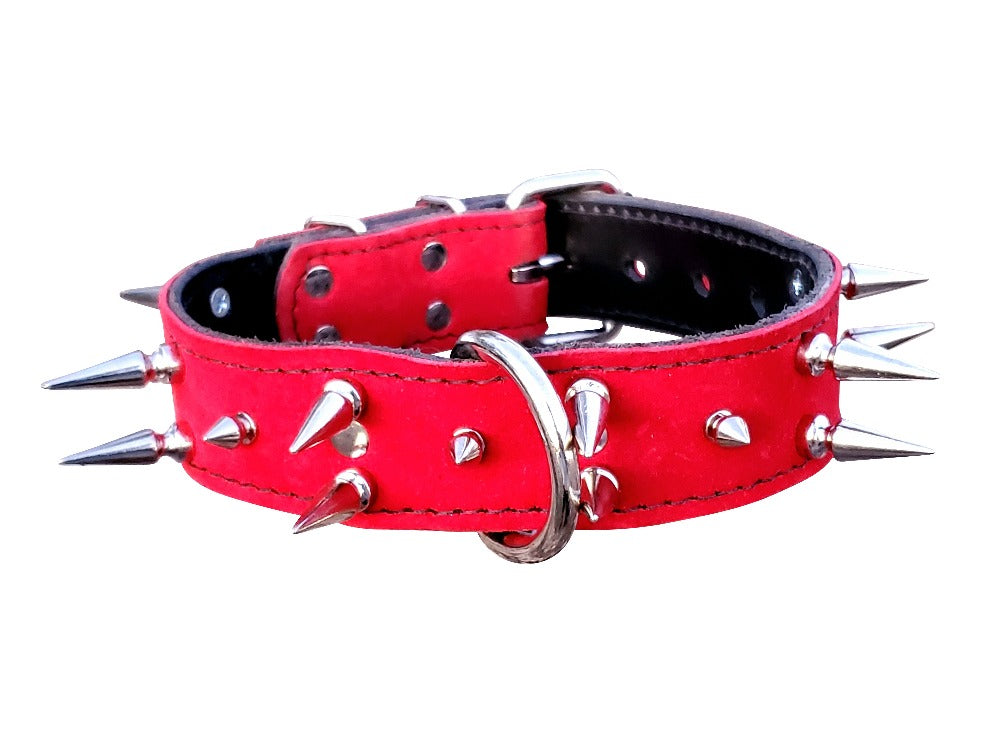 suede leather spiked dog collar