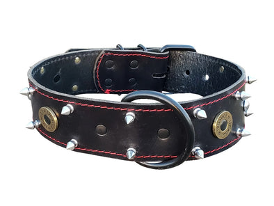 black leather spiked pitbull collar
