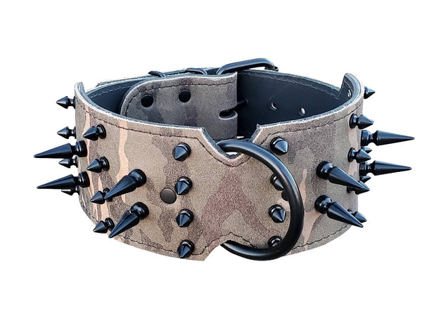 camo leather spiked dog collar
