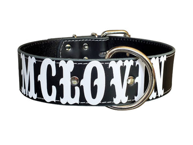 Black Personalized Leather Dog Collar