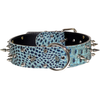 croc leather turquoise hand made dog collar for larger breeds