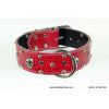 studded red rottweiler dog collar - studded red leather dog collar - pitbull stud red leather skull dog collar