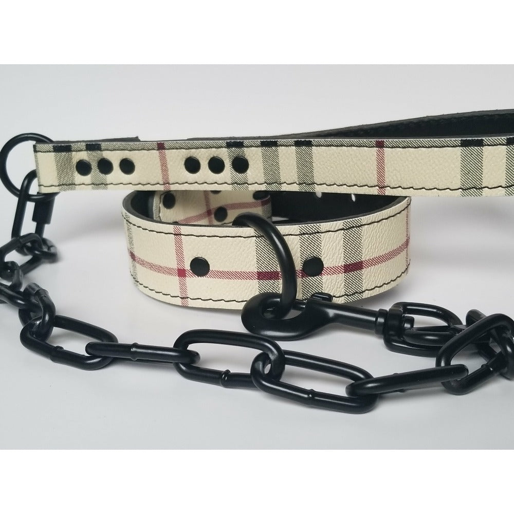big dog chain and collar, black chain leash with matching collar, rad n bad collars