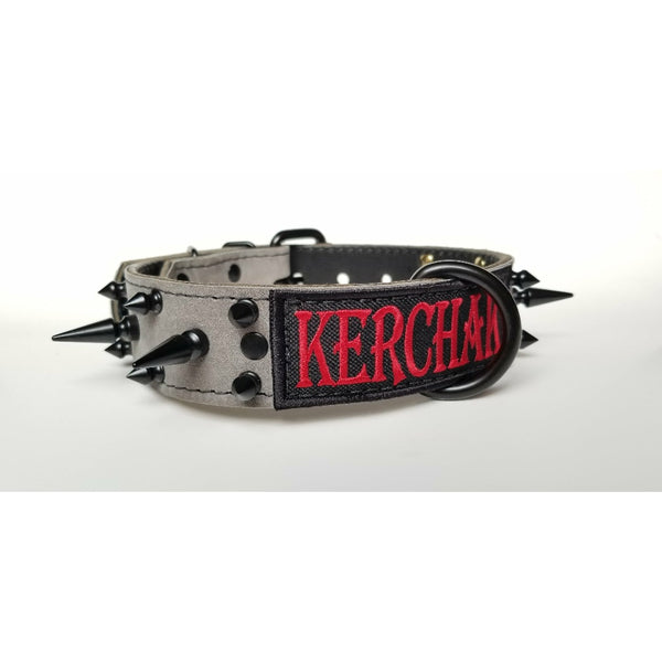 Grey Leather Name Collar Set 