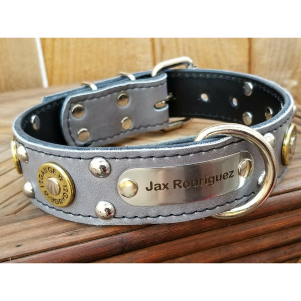 12 gauge leather dog collar, custom leather dog collar