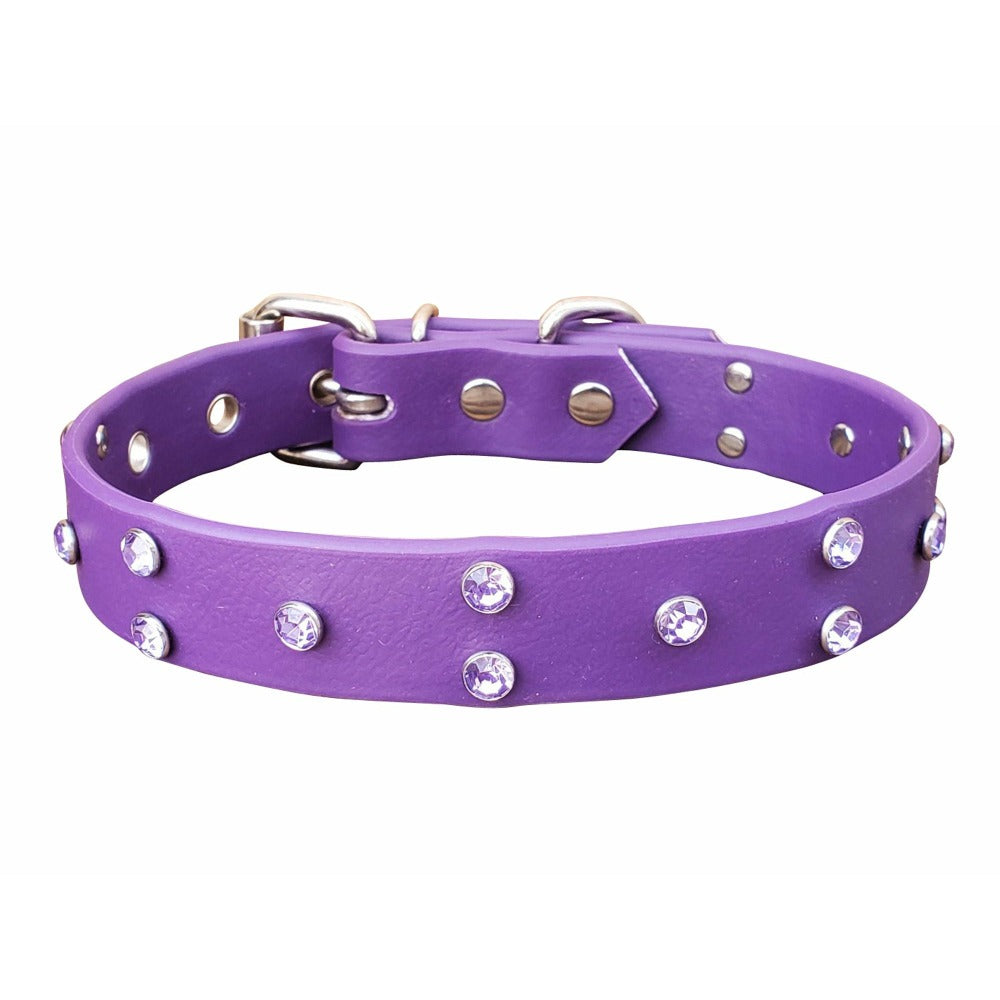 Purple Crystal Non Leather Dog Collar