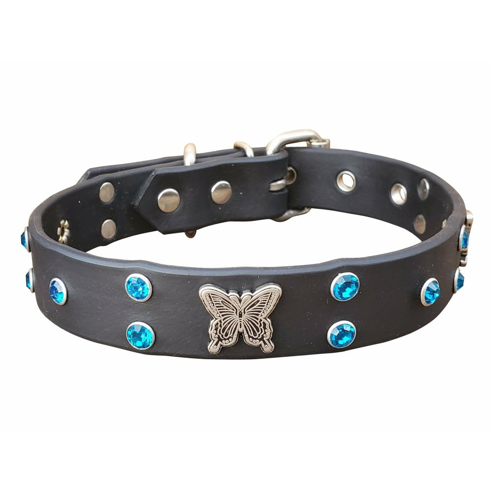 Black Crystal Butterfly Dog Collar