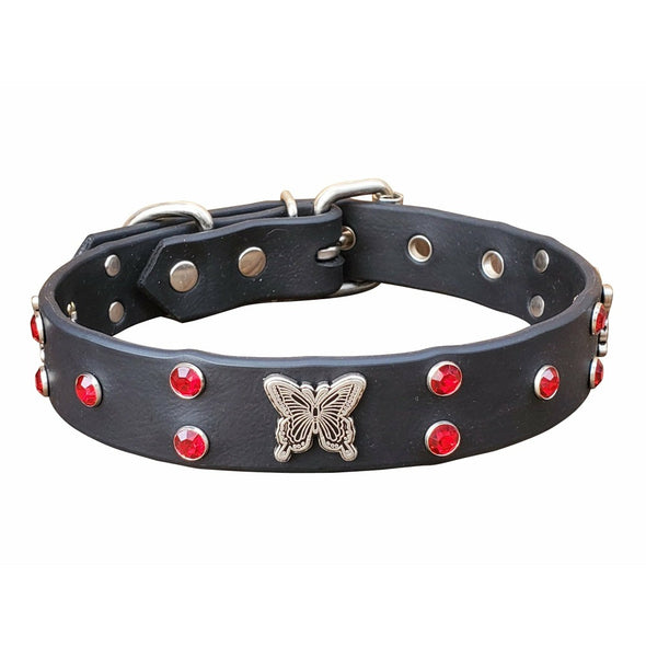 Red Crystal Butterfly Dog Collar