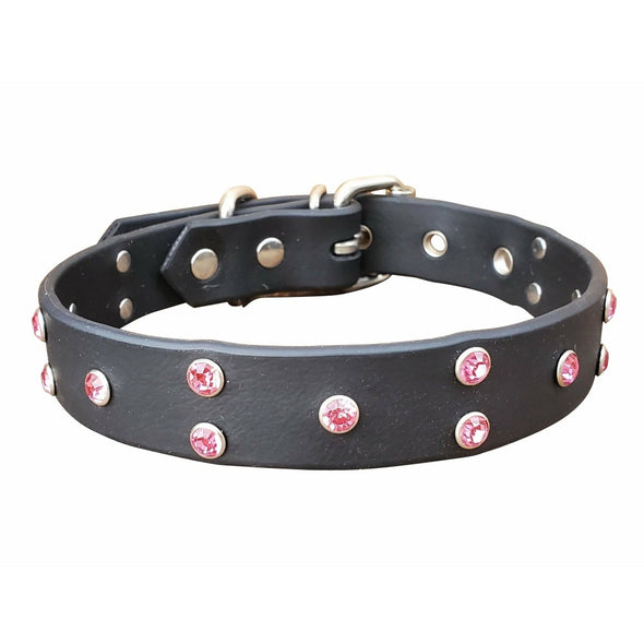 Black Crystal Non Leather Dog Collar