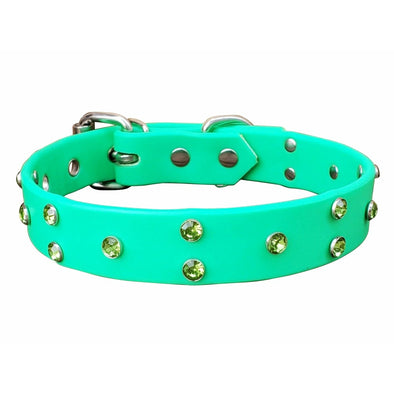 Green Crystal Non Leather Dog Collar