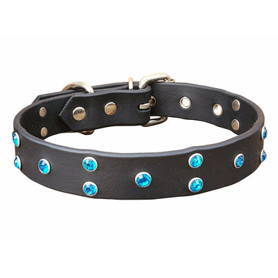 Black Crystal Non Leather Dog Collar