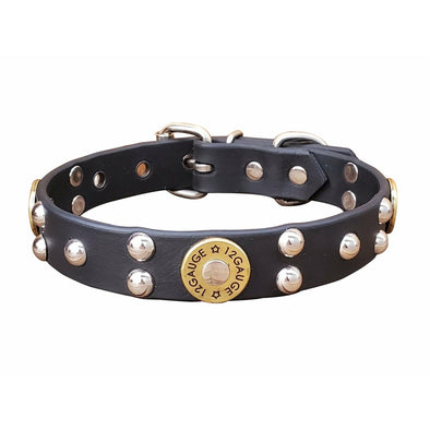 Black Shotgun Shell Dog Collar w  Round Studs