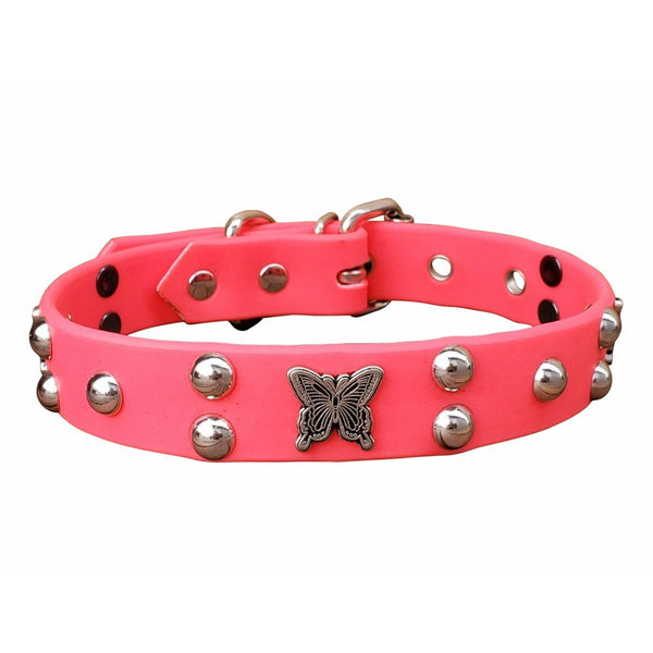 vegan pink dog collar