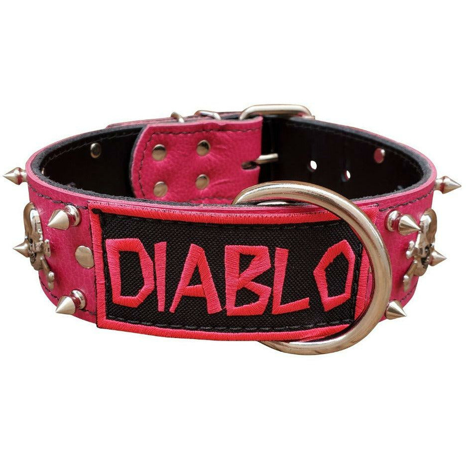 Hot Pink- Luxury Designer Monogram Empreinte Leather Dog Collar