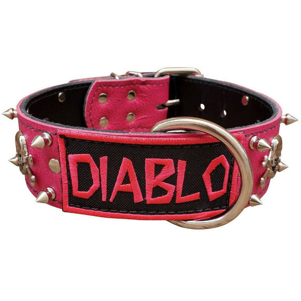 Pink Personalized Leather Collar