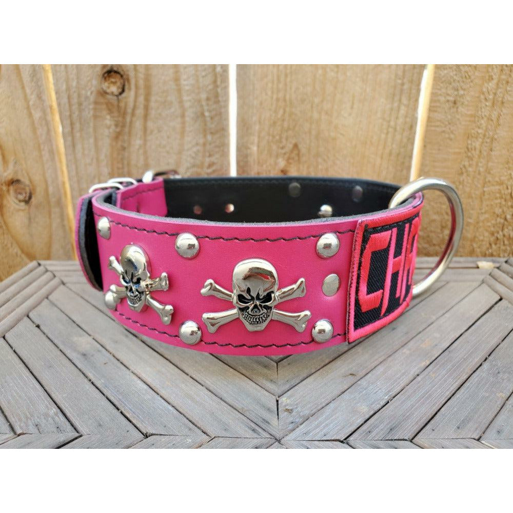 Leather Dog Collar - Royal Pink – Markedcorner