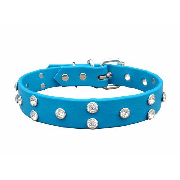 Turquoise Clear Crystal Dog Collar