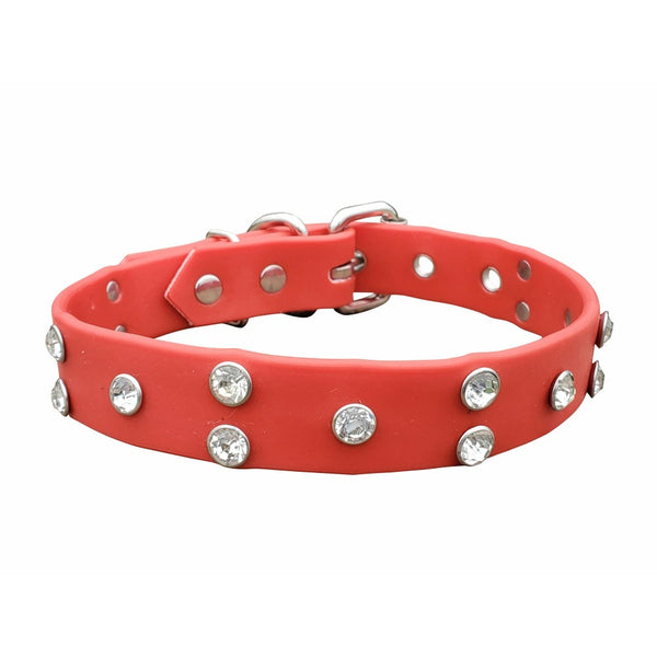 Red Collar with Clear Crystals