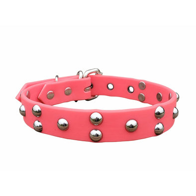 Pink Non Leather Studded Dog Collar