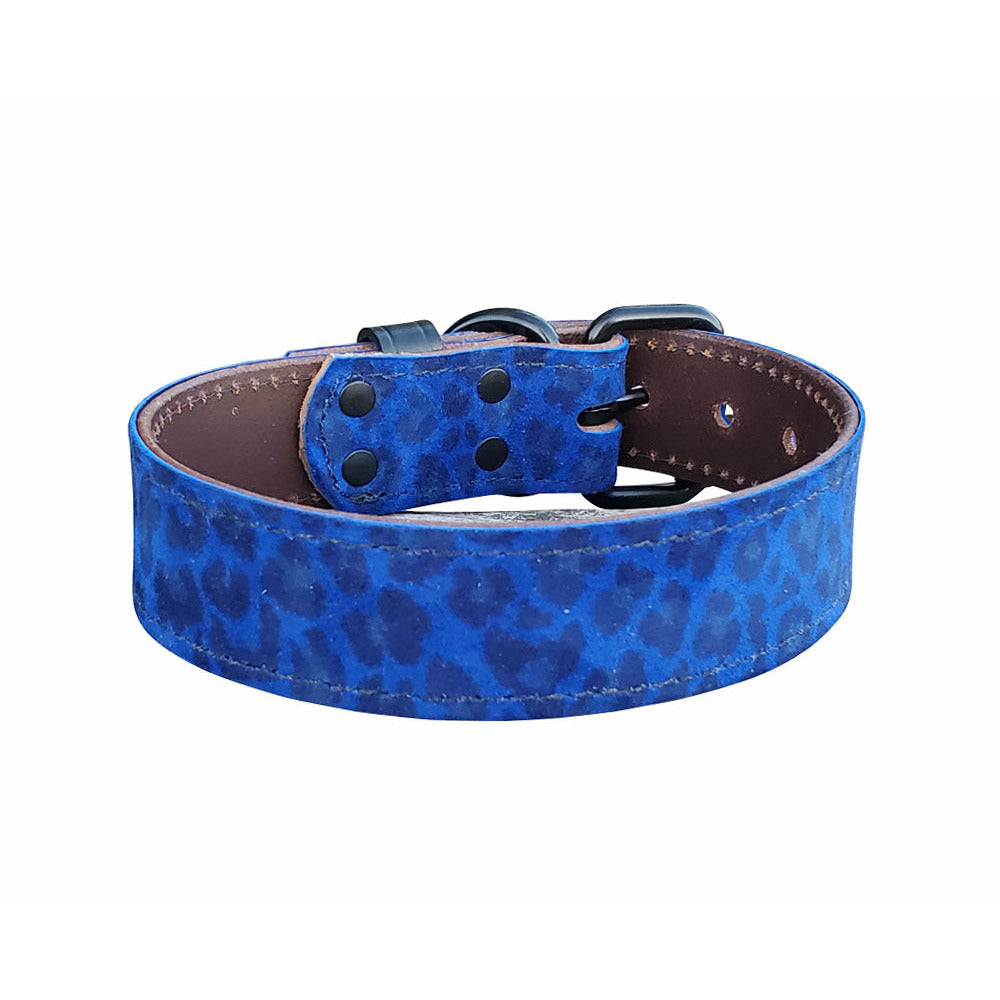 Blue Leopard Animal Print Dog Collar