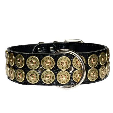 2" Black Leather Shotgun Shell Collar