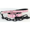 Pink Floral Printed Leather Collar And Leash Set