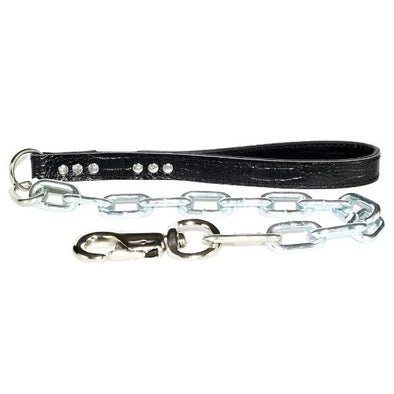 BLACK CROC EMBOSSED LEATHER LEASH 