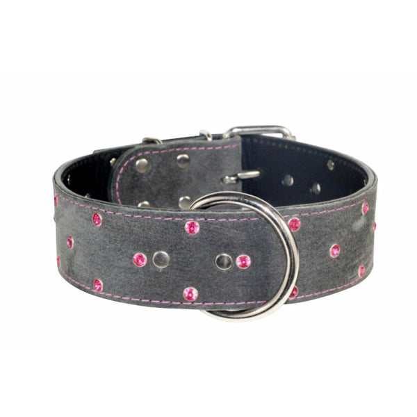 Dark Grey Suede Crystal Collar