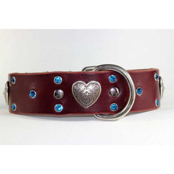 heart leather dog collar