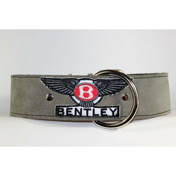 BENTLEY LEATHER DOG COLLAR - GREY SUEDE LEATHER BENTLEY COLLAR-Rad N Bad Collars