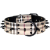 Pitbull Spiked Leather Plaid Dog Collar