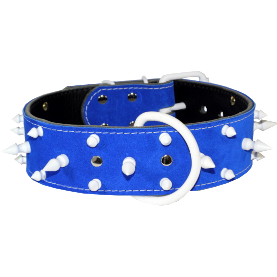 Blue Suede Spiked Collar