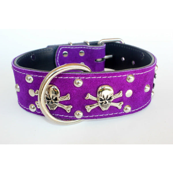 purple suede leather collar