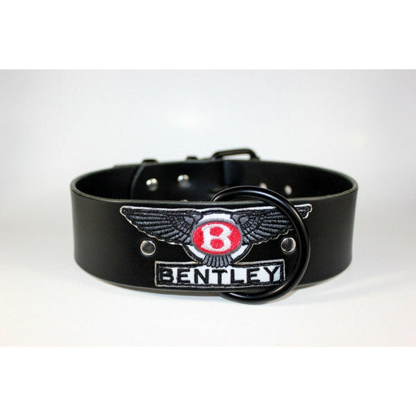 black leather bentley collar, luxury leather dog collars