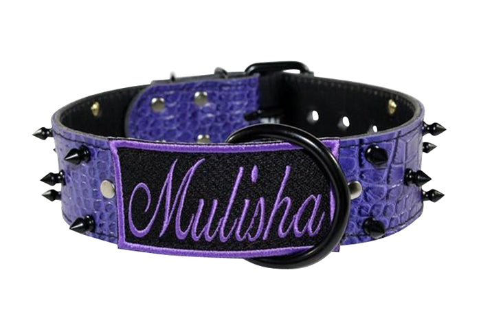 Purple Personalized Croc Name Dog Collar