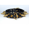 Gold Spiked Leather Dog Collar - Extreme Bully Spiked Collar