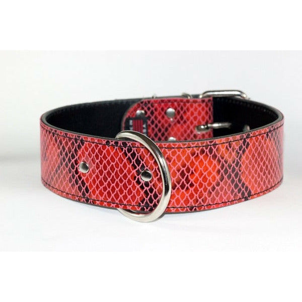 RED SNAKE SKIN LEATHER COLLAR