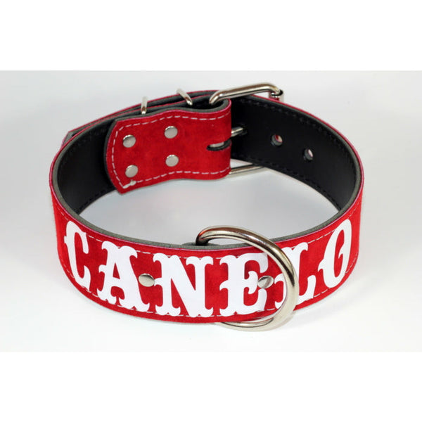personalized red suede collar