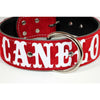 red custom made wide leather collar