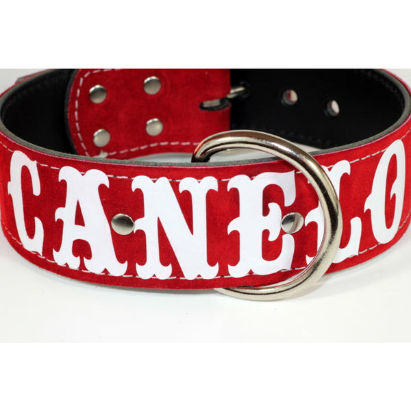 red custom made wide leather collar