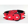 red suede spiked leather dog collar