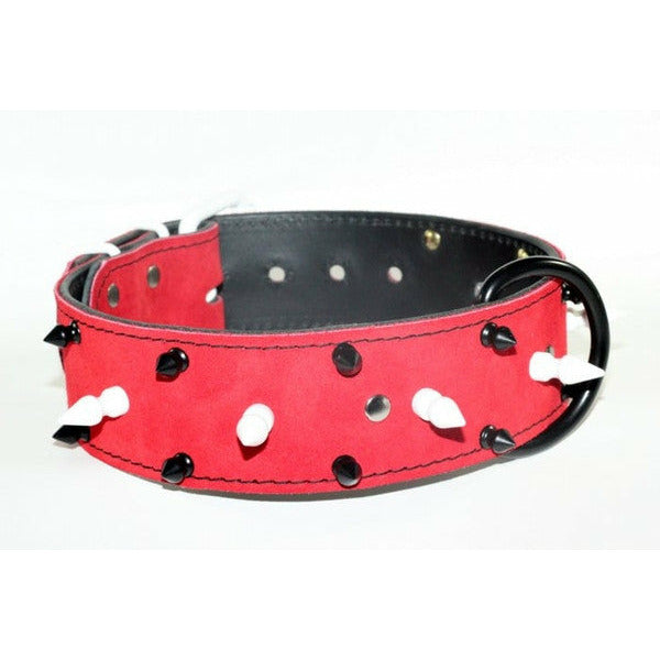 spiked red dog collar